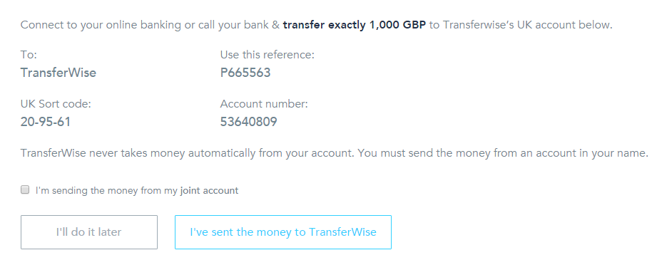 Transfer Bank Details
