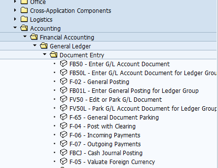 SAP Tree with transaction codes